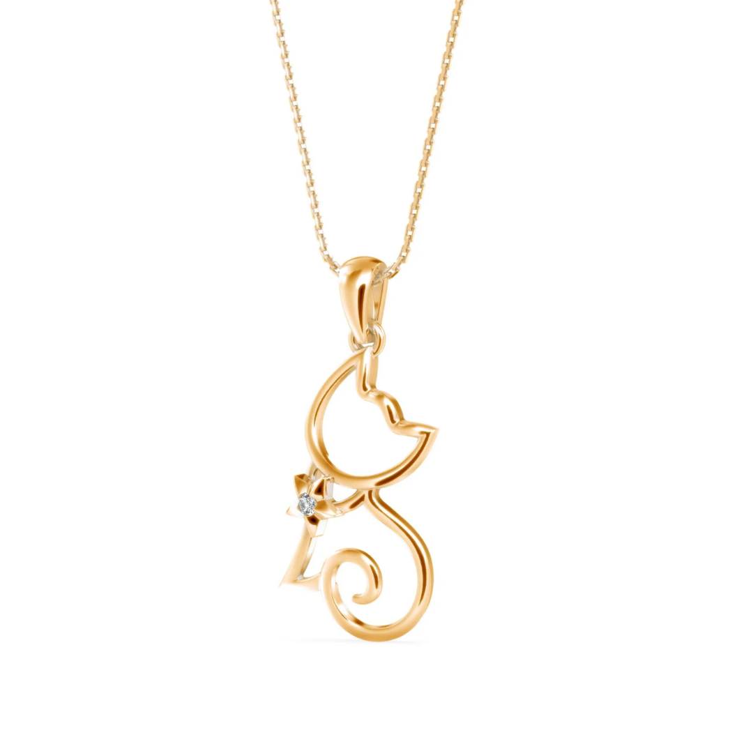 Kitty Cat Lab Grown Diamond Pendant